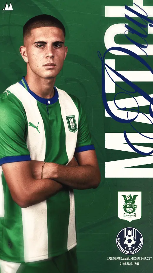 Matchday poster of Lovro Koželj in the NK Olimpija kit