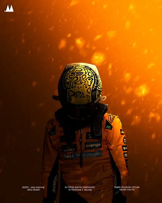 McLaren Formula 1 driver poster with a patterned helmet