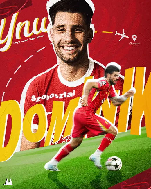 Dominik Szoboszlai poster in Liverpool red