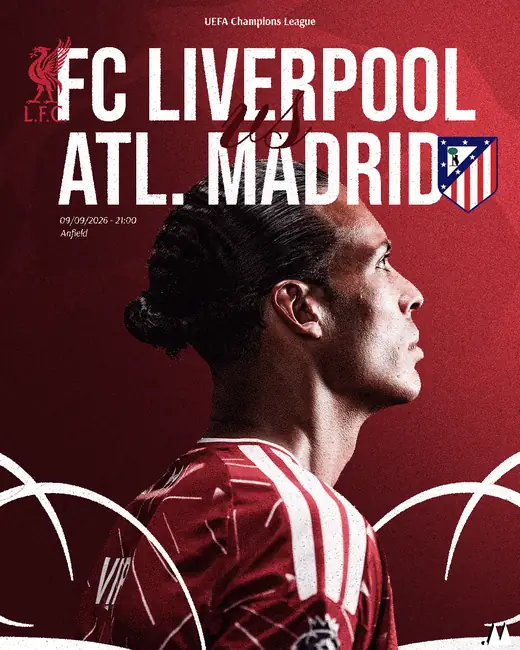 Liverpool versus Atlético Madrid Champions League matchday poster